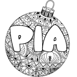 Coloriage pr&eacute;nom PIA - d&eacute;cor Boule de No&euml;l