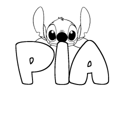 Coloriage prénom PIA - décor Stitch