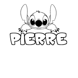 Coloriage prénom PIERRE - décor Stitch