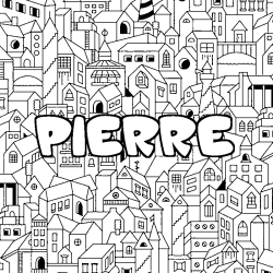 Coloriage PIERRE - d&eacute;cor Ville