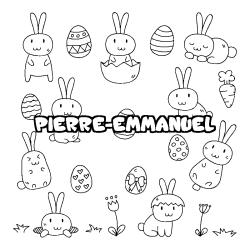 Coloriage pr&eacute;nom PIERRE-EMMANUEL - d&eacute;cor Paques
