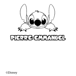 Coloriage pr&eacute;nom PIERRE-EMMANUEL - d&eacute;cor Stitch