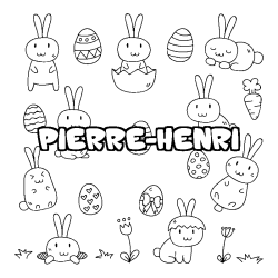 Coloriage pr&eacute;nom PIERRE-HENRI - d&eacute;cor Paques