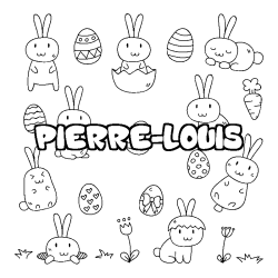 Coloriage pr&eacute;nom PIERRE-LOUIS - d&eacute;cor Paques
