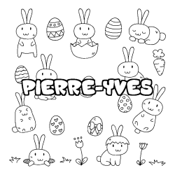 Coloriage pr&eacute;nom PIERRE-YVES - d&eacute;cor Paques