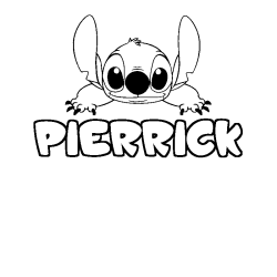 Coloriage prénom PIERRICK - décor Stitch