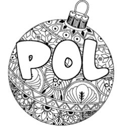 Coloriage pr&eacute;nom POL - d&eacute;cor Boule de No&euml;l