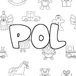 Coloriage pr&eacute;nom POL - d&eacute;cor Jouets
