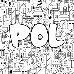 Coloriage pr&eacute;nom POL - d&eacute;cor Ville