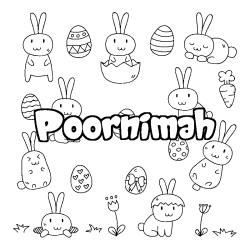Coloriage pr&eacute;nom Poornimah - d&eacute;cor Paques