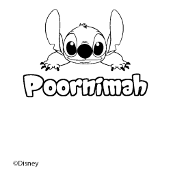 Coloriage pr&eacute;nom Poornimah - d&eacute;cor Stitch