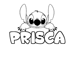Coloriage prénom PRISCA - décor Stitch
