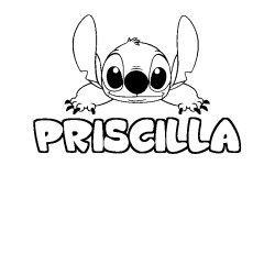 Coloriage prénom PRISCILLA - décor Stitch