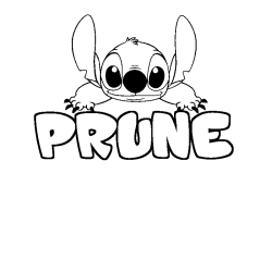 Coloriage prénom PRUNE - décor Stitch