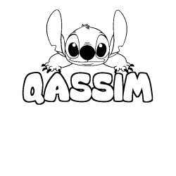Coloriage prénom QASSIM - décor Stitch