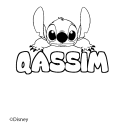 Coloriage pr&eacute;nom QASSIM - d&eacute;cor Stitch