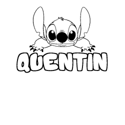 Coloriage prénom QUENTIN - décor Stitch