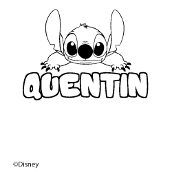 Coloriage pr&eacute;nom QUENTIN - d&eacute;cor Stitch