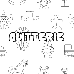 Coloriage pr&eacute;nom QUITTERIE - d&eacute;cor Jouets