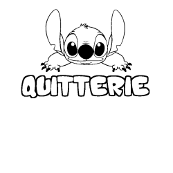 Coloriage prénom QUITTERIE - décor Stitch