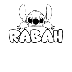 Coloriage prénom RABAH - décor Stitch