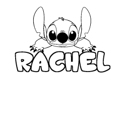 Coloriage prénom RACHEL - décor Stitch