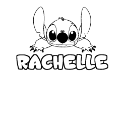 Coloriage prénom RACHELLE - décor Stitch