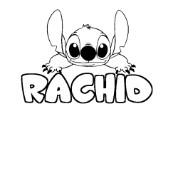Coloriage prénom RACHID - décor Stitch