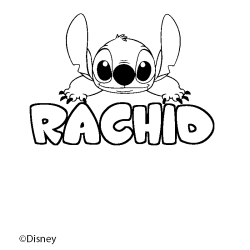 Coloriage pr&eacute;nom RACHID - d&eacute;cor Stitch