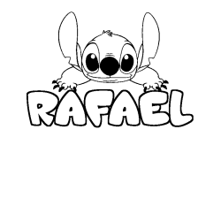 Coloriage prénom RAFAEL - décor Stitch