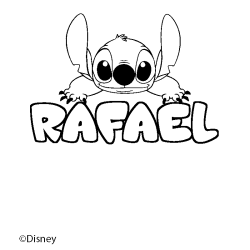 Coloriage pr&eacute;nom RAFAEL - d&eacute;cor Stitch