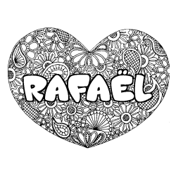 Coloriage RAFA&Euml;L - d&eacute;cor Mandala coeur