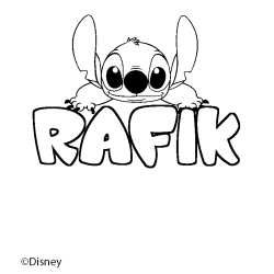 Coloriage pr&eacute;nom RAFIK - d&eacute;cor Stitch