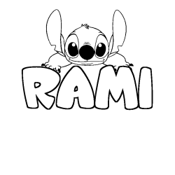 Coloriage prénom RAMI - décor Stitch