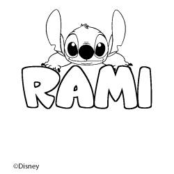 Coloriage pr&eacute;nom RAMI - d&eacute;cor Stitch