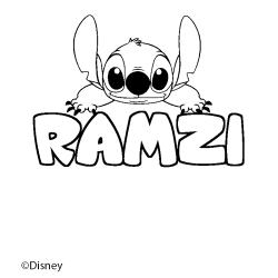 Coloriage pr&eacute;nom RAMZI - d&eacute;cor Stitch