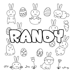 Coloriage prénom RANDY - décor Paques