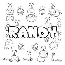 Coloriage pr&eacute;nom RANDY - d&eacute;cor Paques