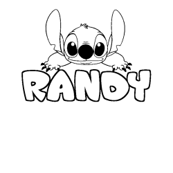 Coloriage prénom RANDY - décor Stitch