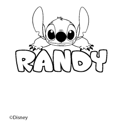 Coloriage pr&eacute;nom RANDY - d&eacute;cor Stitch