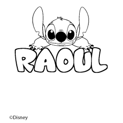 Coloriage pr&eacute;nom RAOUL - d&eacute;cor Stitch