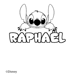 Coloriage pr&eacute;nom RAPHA&Euml;L - d&eacute;cor Stitch