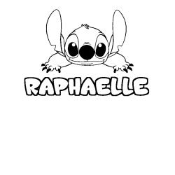 Coloriage prénom RAPHAELLE - décor Stitch