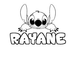 Coloriage prénom RAYANE - décor Stitch