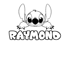 Coloriage prénom RAYMOND - décor Stitch