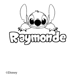 Coloriage pr&eacute;nom Raymonde - d&eacute;cor Stitch