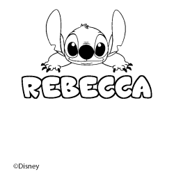 Coloriage pr&eacute;nom REBECCA - d&eacute;cor Stitch