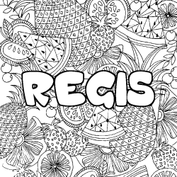 Coloriage pr&eacute;nom REGIS - d&eacute;cor Mandala fruits