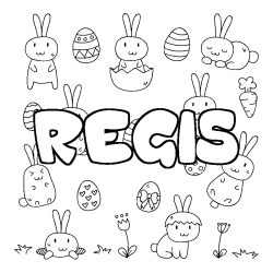 Coloriage pr&eacute;nom REGIS - d&eacute;cor Paques