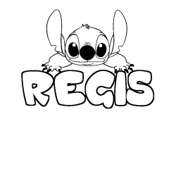 Coloriage prénom REGIS - décor Stitch
